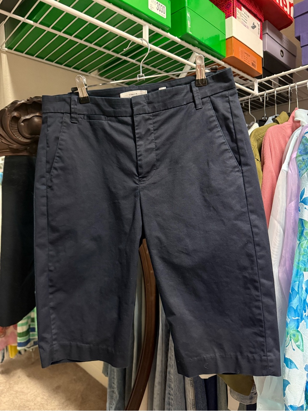 Vince Navy Flat-Front Women's Bermuda Shorts